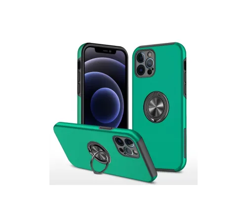 Apple iPhone 12 Pro Kılıf Elit Yüzüklü Kapak - Yeşil