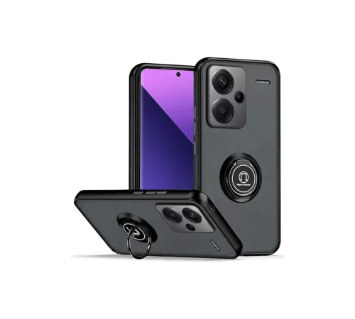 Xiaomi Redmi Note 13 Pro Plus Kılıf Montreal Yüzüklü Silikon Kapak - Siyah