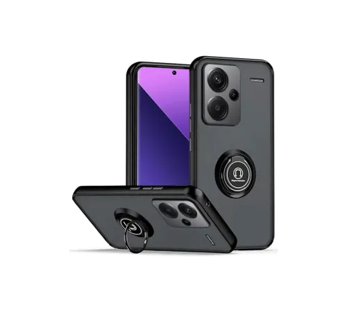Xiaomi Redmi Note 13 Pro Plus Kılıf Montreal Yüzüklü Silikon Kapak - Siyah