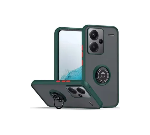 Xiaomi Redmi Note 13 Pro Plus Kılıf Montreal Yüzüklü Silikon Kapak - Yeşil