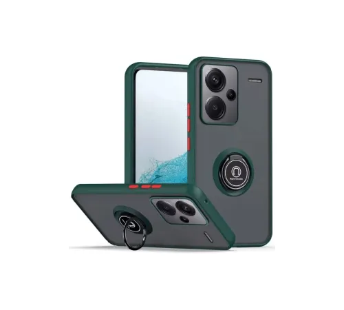Xiaomi Redmi Note 13 Pro Plus Kılıf Montreal Yüzüklü Silikon Kapak - Yeşil