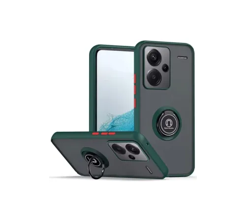 Xiaomi Redmi Note 13 Pro Plus Kılıf Montreal Yüzüklü Silikon Kapak - Yeşil