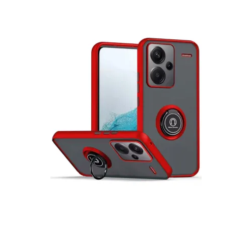 Xiaomi Redmi Note 13 Pro Plus Kılıf Montreal Yüzüklü Silikon Kapak - Kırmızı