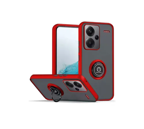 Xiaomi Redmi Note 13 Pro Plus Kılıf Montreal Yüzüklü Silikon Kapak - Kırmızı
