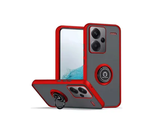 Xiaomi Redmi Note 13 Pro Plus Kılıf Montreal Yüzüklü Silikon Kapak - Kırmızı