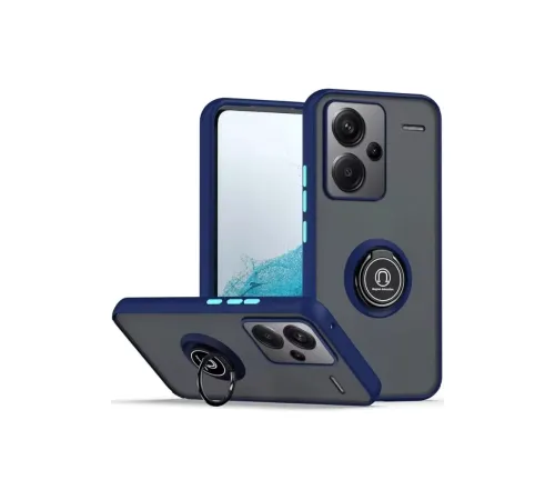 Xiaomi Redmi Note 13 Pro Plus Kılıf Montreal Yüzüklü Silikon Kapak - Lacivert