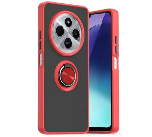 Xiaomi Redmi 14C Kılıf Montreal Yüzüklü Silikon Kapak - Kırmızı