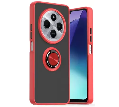 Xiaomi Redmi 14C Kılıf Montreal Yüzüklü Silikon Kapak - Kırmızı
