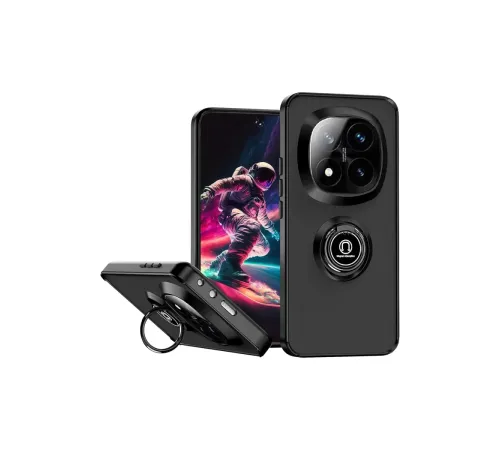 Xiaomi Redmi Note 14 Pro 4G Kılıf Montreal Yüzüklü Silikon Kapak - Siyah