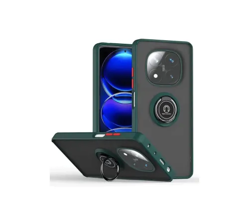 Xiaomi Redmi Note 14 Pro 4G Kılıf Montreal Yüzüklü Silikon Kapak - Yeşil
