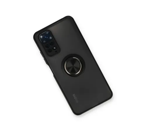 Xiaomi Redmi Note 11 Kılıf Montreal Yüzüklü Silikon Kapak - Siyah