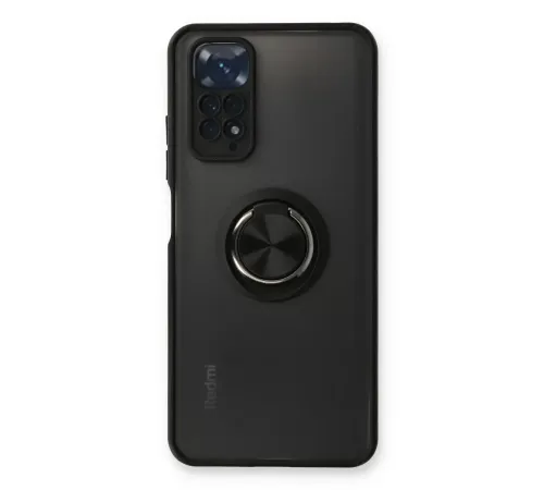 Xiaomi Redmi Note 11 Kılıf Montreal Yüzüklü Silikon Kapak - Siyah