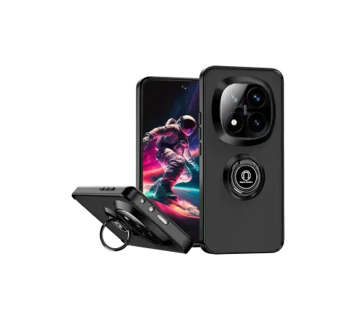 Xiaomi Redmi Note 14 Pro 5G Kılıf Montreal Yüzüklü Silikon Kapak - Siyah