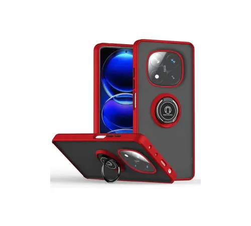 Xiaomi Redmi Note 14 Pro Plus Kılıf Montreal Yüzüklü Silikon Kapak - Kırmızı