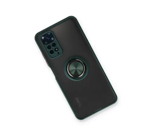 Xiaomi Redmi Note 11 Kılıf Montreal Yüzüklü Silikon Kapak - Yeşil