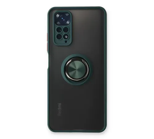Xiaomi Redmi Note 11 Kılıf Montreal Yüzüklü Silikon Kapak - Yeşil