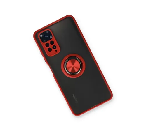 Xiaomi Redmi Note 11 Kılıf Montreal Yüzüklü Silikon Kapak - Kırmızı