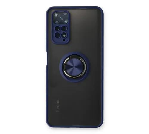 Xiaomi Redmi Note 11 Kılıf Montreal Yüzüklü Silikon Kapak - Lacivert