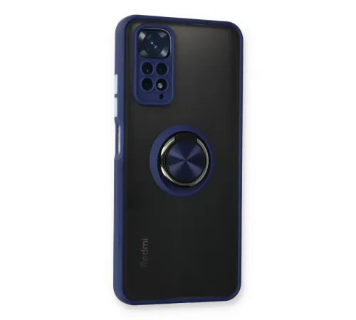 Xiaomi Redmi Note 11 Kılıf Montreal Yüzüklü Silikon Kapak - Lacivert