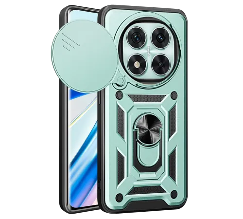 Xiaomi Redmi Note 14 Pro 4G Kılıf Pars Lens Yüzüklü Silikon - Yeşil