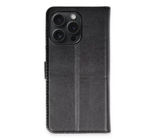 Apple iPhone 15 Pro Max Kılıf Trend S Plus Kapaklı Kılıf - Siyah