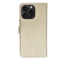 Apple iPhone 15 Pro Max Kılıf Trend S Plus Kapaklı Kılıf - Gold