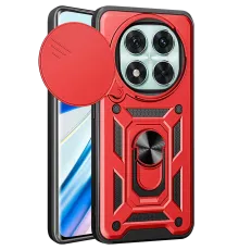 Xiaomi Redmi Note 14 Pro 5G Kılıf Pars Lens Yüzüklü Silikon - Kırmızı