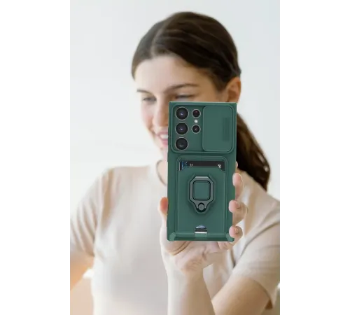 Samsung Galaxy S25 Ultra Kılıf Zuma Kartvizitli Yüzüklü Silikon - Siyah