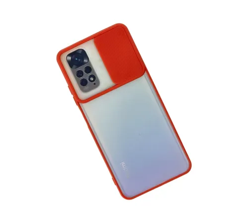 Xiaomi Redmi Note 11 Kılıf Palm Buzlu Kamera Sürgülü Silikon - Kırmızı