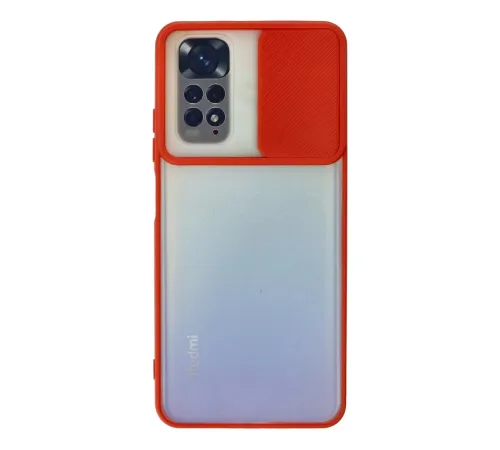 Xiaomi Redmi Note 11 Kılıf Palm Buzlu Kamera Sürgülü Silikon - Kırmızı