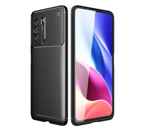 Xiaomi Poco F3 Kılıf Auto Focus Karbon Kapak - Siyah