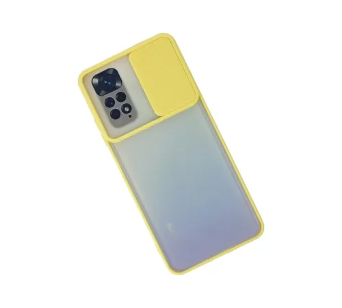 Xiaomi Redmi Note 11 Kılıf Palm Buzlu Kamera Sürgülü Silikon - Sarı