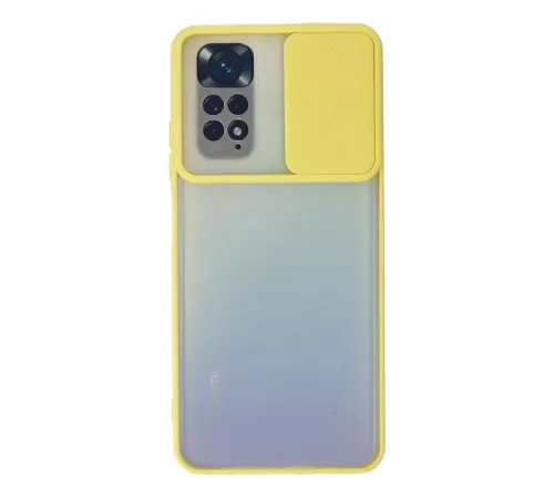 Xiaomi Redmi Note 11 Kılıf Palm Buzlu Kamera Sürgülü Silikon - Sarı