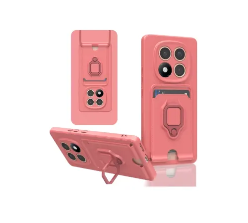 Xiaomi Redmi Note 14 Pro Plus Kılıf Zuma Kartvizitli Yüzüklü Silikon - Pembe