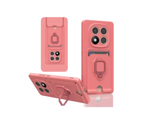 Xiaomi Redmi Note 14 Pro Plus Kılıf Zuma Kartvizitli Yüzüklü Silikon - Pembe