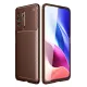 Xiaomi Poco F3 Kılıf Auto Focus Karbon Kapak - Kahverengi