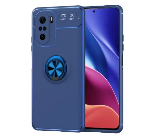 Xiaomi Poco F3 Kılıf Range Yüzüklü Silikon - Mavi
