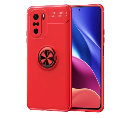 Xiaomi Poco F3 Kılıf Range Yüzüklü Silikon - Kırmızı