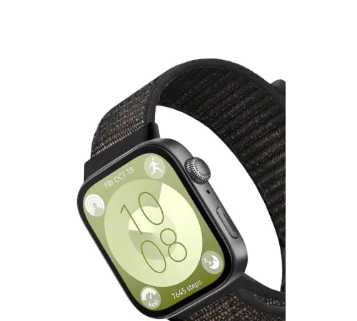 Huawei Fit 4 Hasırlı Cırtcırtlı Kordon - Siyah