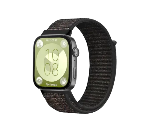 Huawei Fit 4 Hasırlı Cırtcırtlı Kordon - Siyah