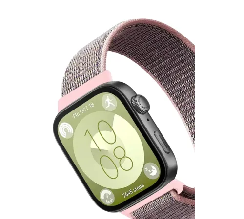 Huawei Fit 4 Hasırlı Cırtcırtlı Kordon - Pembe