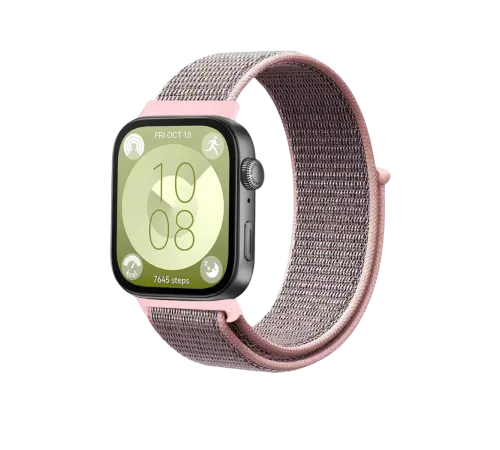 Huawei Fit 4 Hasırlı Cırtcırtlı Kordon - Pembe