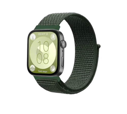Huawei Fit 4 Hasırlı Cırtcırtlı Kordon - Koyu Yeşil