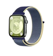 Huawei Fit 4 Hasırlı Cırtcırtlı Kordon - Sarı-Lacivert