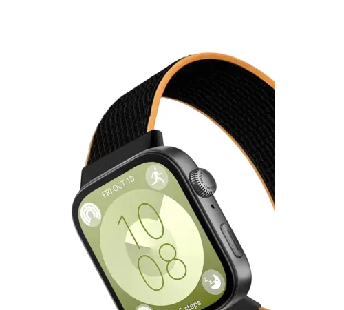 Huawei Fit 4 Hasırlı Cırtcırtlı Kordon - Siyah-Turuncu