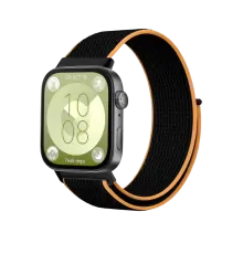 Huawei Fit 4 Hasırlı Cırtcırtlı Kordon - Siyah-Turuncu