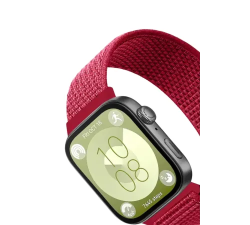 Huawei Fit 4 Hasırlı Cırtcırtlı Kordon - Kırmızı