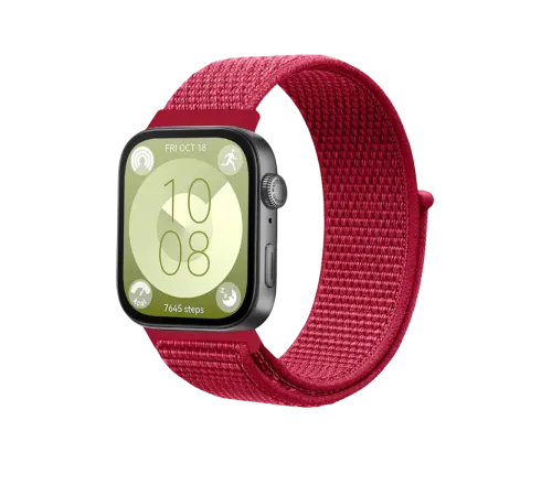 Huawei Fit 4 Hasırlı Cırtcırtlı Kordon - Kırmızı