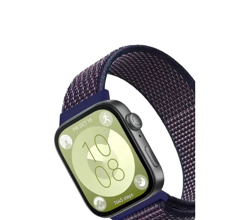 Huawei Fit 4 Hasırlı Cırtcırtlı Kordon - Mavi-Beyaz