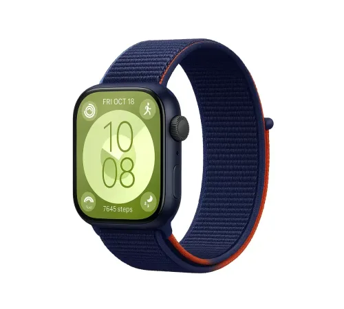 Huawei Fit 4 Hasırlı Cırtcırtlı Kordon - Lacivert-Turuncu